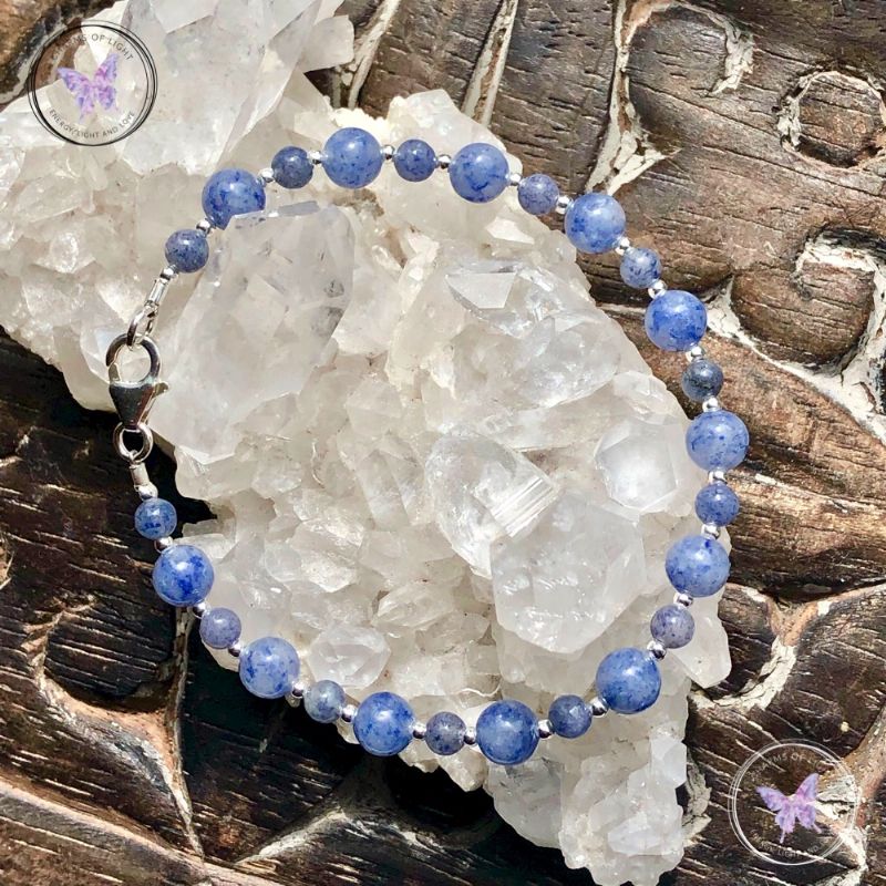 Blue Aventurine Silver Bead Bracelet